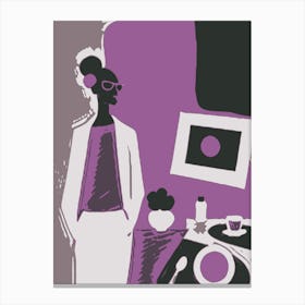 Chic Beautiful Bold Strong Black Woman Abstract Lilac Canvas Print