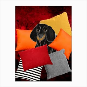 Dachshund Cushion Monster Canvas Print