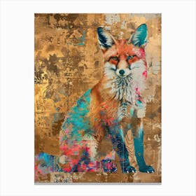 Fox Gold Effect Collage 2 Canvas Print