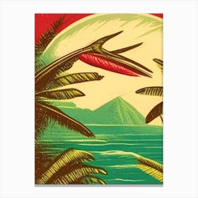 Costa Rica Vintage Sketch Tropical Destination Canvas Print