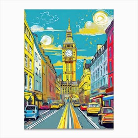 London City Street Pop Art Canvas Print