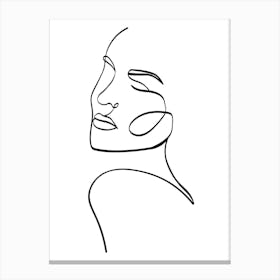 Single Line Drawing Of A Woman'S Face Leinwandbild