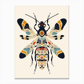 Colourful Insect Illustration Yellowjacket 15 Canvas Print
