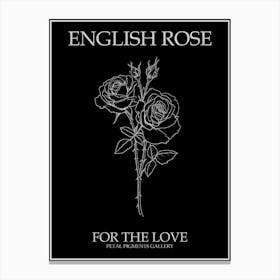English Rose Black And White Line Drawing 14 Poster Inverted Canvas Print