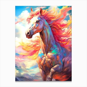 Horse With Rainbow Mane Canvas Print