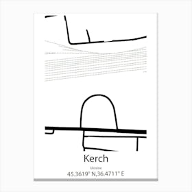 Kerch,Ukraine Minimalist Map Canvas Print