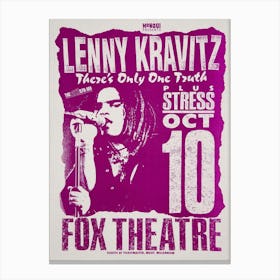 Lenny Kravitz Stress Fox Theatre Concert Poster 1991 Canvas Print