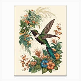 Hummingbird botanical flower beauty 4 Canvas Print