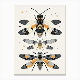 Colourful Insect Illustration Hornet 7 Canvas Print