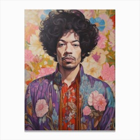 Jimi Hendrix Floral Portrait 1 Canvas Print