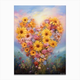 Wildflowers In Heart Formation 3 Canvas Print