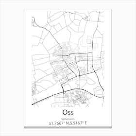 Oss,Netherlands Minimalist Map Canvas Print