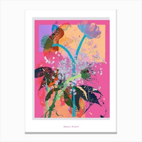 Baby S Breath 3 Neon Flower Collage Poster Canvas Print