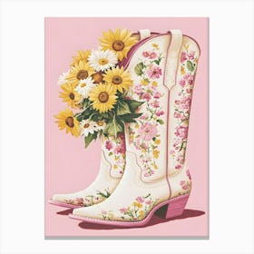 Cowboy Boots With Sunflowers Canvas Print