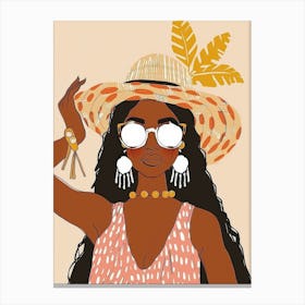 African Woman In A Hat 3 Canvas Print