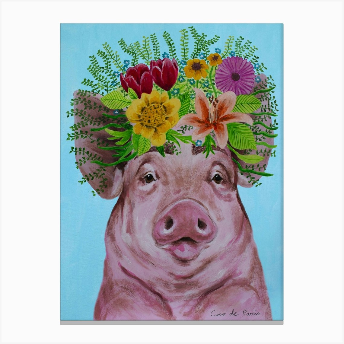 Frida Kahlo Pig Canvas Print by Coco Deparis - Fy