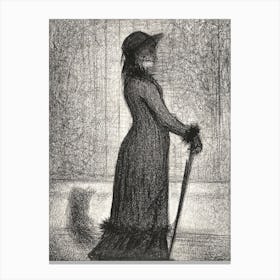 Woman Strolling (1884), Georges Seurat Canvas Print