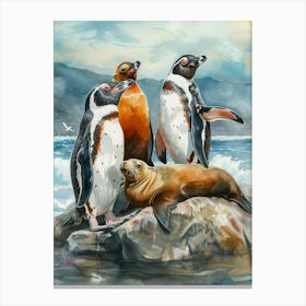 Humboldt Penguin Signy Island Watercolour Painting 2 Canvas Print