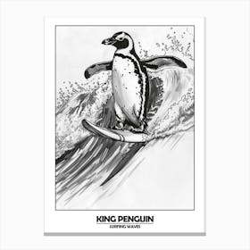 Penguin Surfing Waves Poster 6 Canvas Print