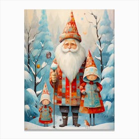 Santa Claus And His Family Canvas Print
