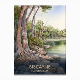 Biscayne National Park Watercolour Vintage Travel Poster 4 Canvas Print