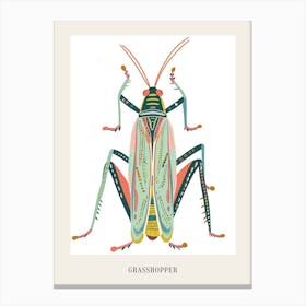 Colourful Insect Illustration Grasshopper 11 Poster Canvas Print