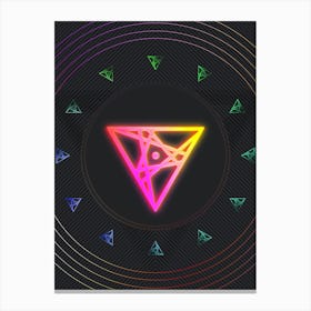 Neon Geometric Glyph in Pink and Yellow Circle Array on Black n.0059 Canvas Print
