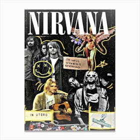 Hiasan Dinking Poster Kayu Nirvana Wall Decor Canvas Print