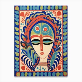 Folk Face Illustration 3 Canvas Print