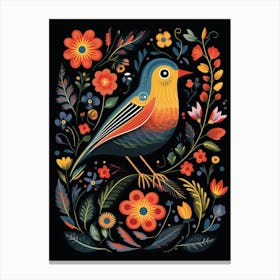 Folk Bird Illustration Sparrow 4 Canvas Print