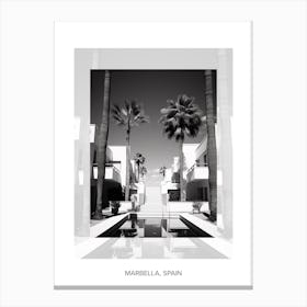 Poster Of Marbella, Spain, Black And White Old Photo 1 Canvas Print