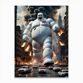 Colossal Monster Rampages Through the City Canvas Print