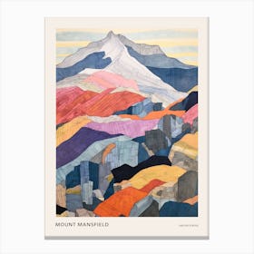 Mount Mansfield 1 Colourful Mountain Illustration Poster Canvas Print