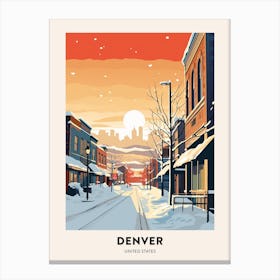 Vintage Winter Travel Poster Denver Colorado 3 Canvas Print