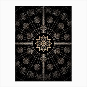 Geometric Glyph Abstract Radial Array in Glitter Gold on Black n.0402 Canvas Print