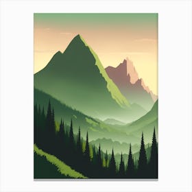 Misty Mountains Vertical Background In Green Tone 20 Canvas Print