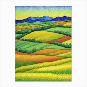 Mountains Aglow: A Journey of Colors Tuscan Landscape Canvas Print