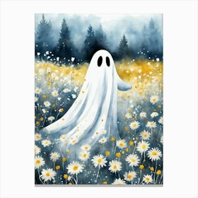 Sheet Ghost In A Field Of Flowers Painting (32) Canvas Print