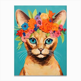 Burmese Cat With A Flower Crown Painting Matisse Style 3 Canvas Print