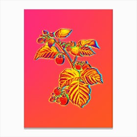 Neon Raspberry Botanical in Hot Pink and Electric Blue Canvas Print