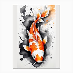 One Koi Fish in Calligraphy Style Canvas Print