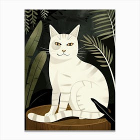 White Cat In The Jungle 1 Canvas Print