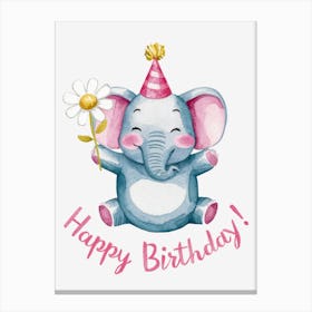 Happy Birthday Elephant.21 Canvas Print