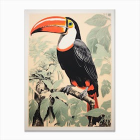 Toucan, Woodblock Animal Drawing 2 Canvas Print