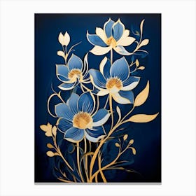 Blue Flowers On A Blue Background Canvas Print