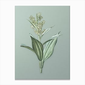 Vintage False Helleborine Botanical Art on Mint Green n.0925 Canvas Print