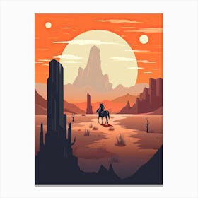 Minimalist Cowgirl Desert Sunset 3 Canvas Print