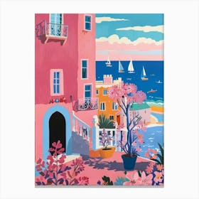 Pink House At The Beach Canvas Print