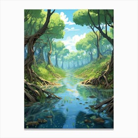 Mangrove Forests Cartoon 1 Canvas Print