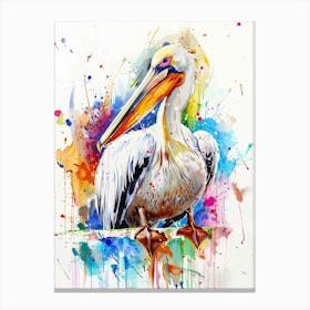Pelican Colourful Watercolour 2 Canvas Print